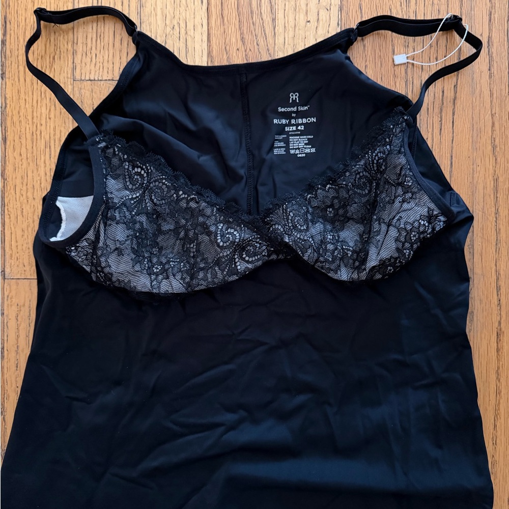 Ruby Ribbon Black Lace Chemise